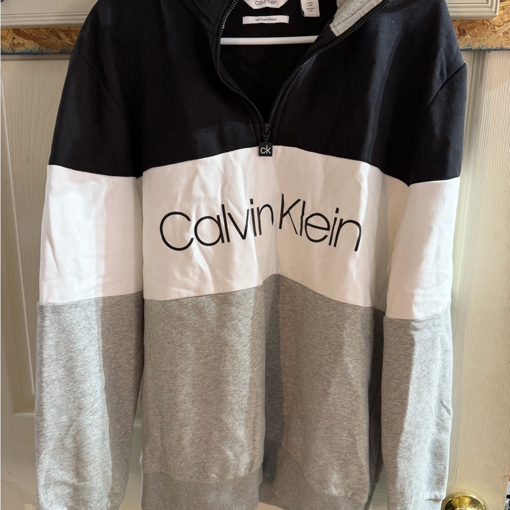 Calvin Klein Men’s Colorblock Zip Pullover - Black White Gray